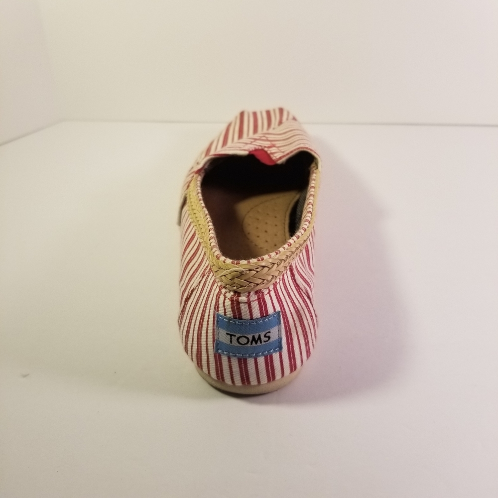 Toms Slip On Flats Striped 7.5 Women's Red White - Picture 6 of 8